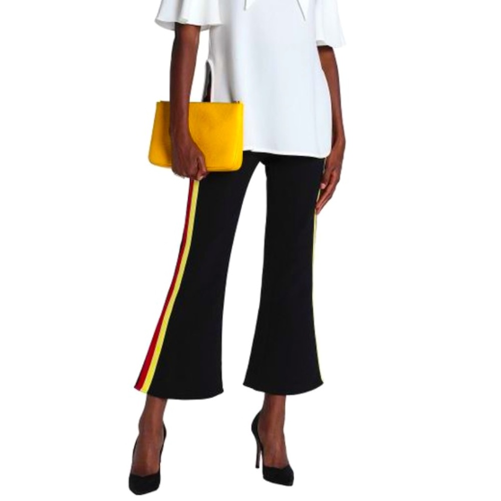 Ellery Riviera Cropped Striped Cady Flared Pants In Black